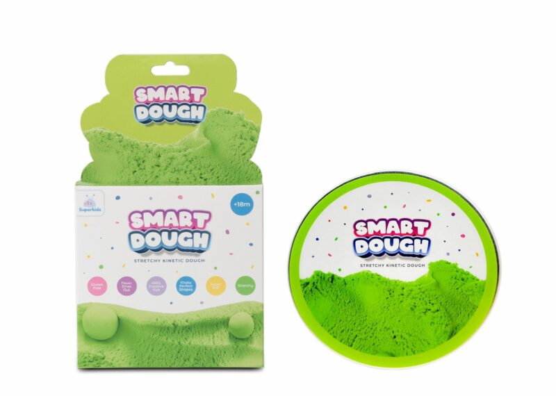 בצק קינטי Smart Dough בקופסת מתכת עגולה 80 גרם ירוק